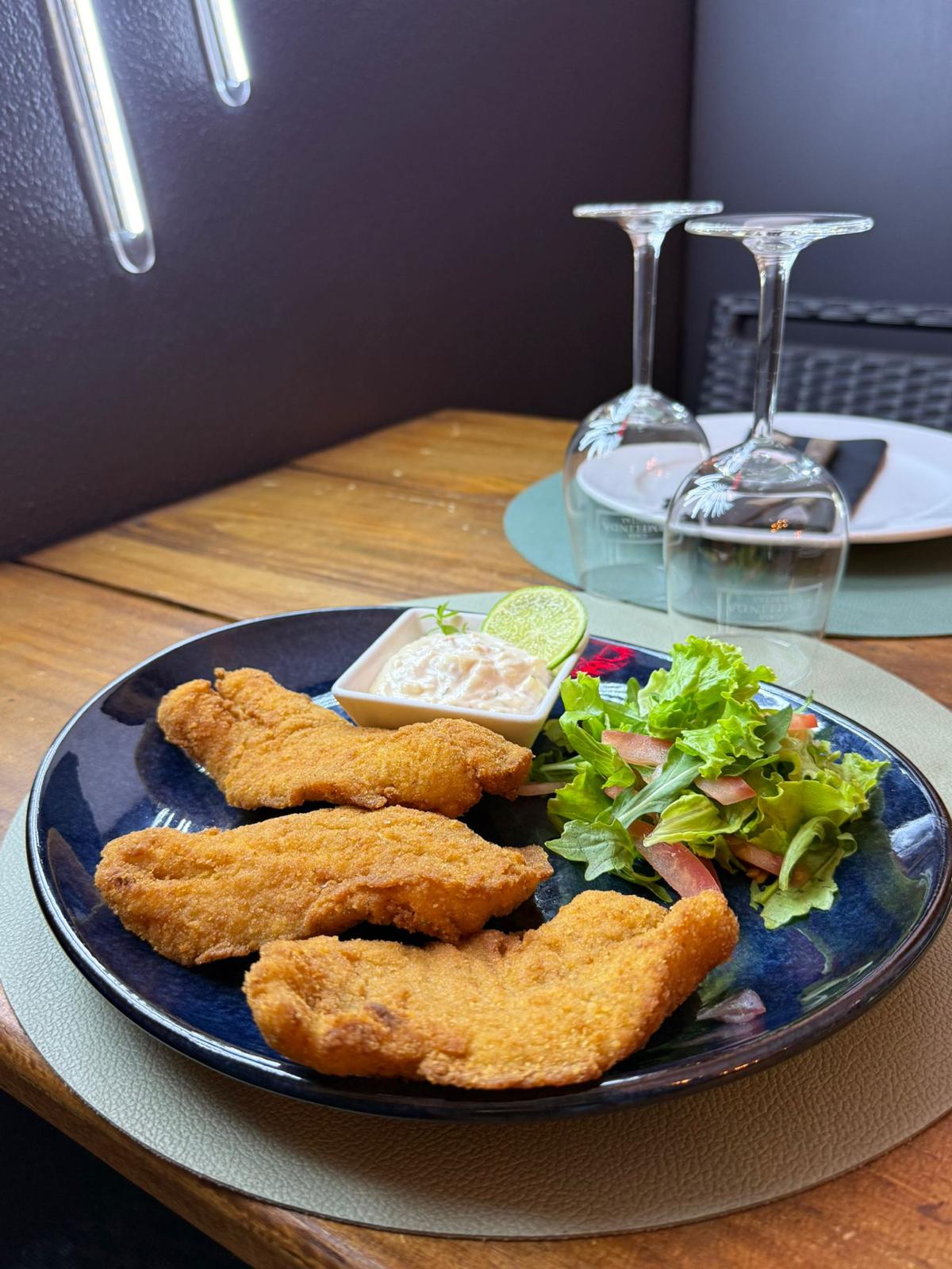 Crispy fried seafood with Portuguese herbs and lime