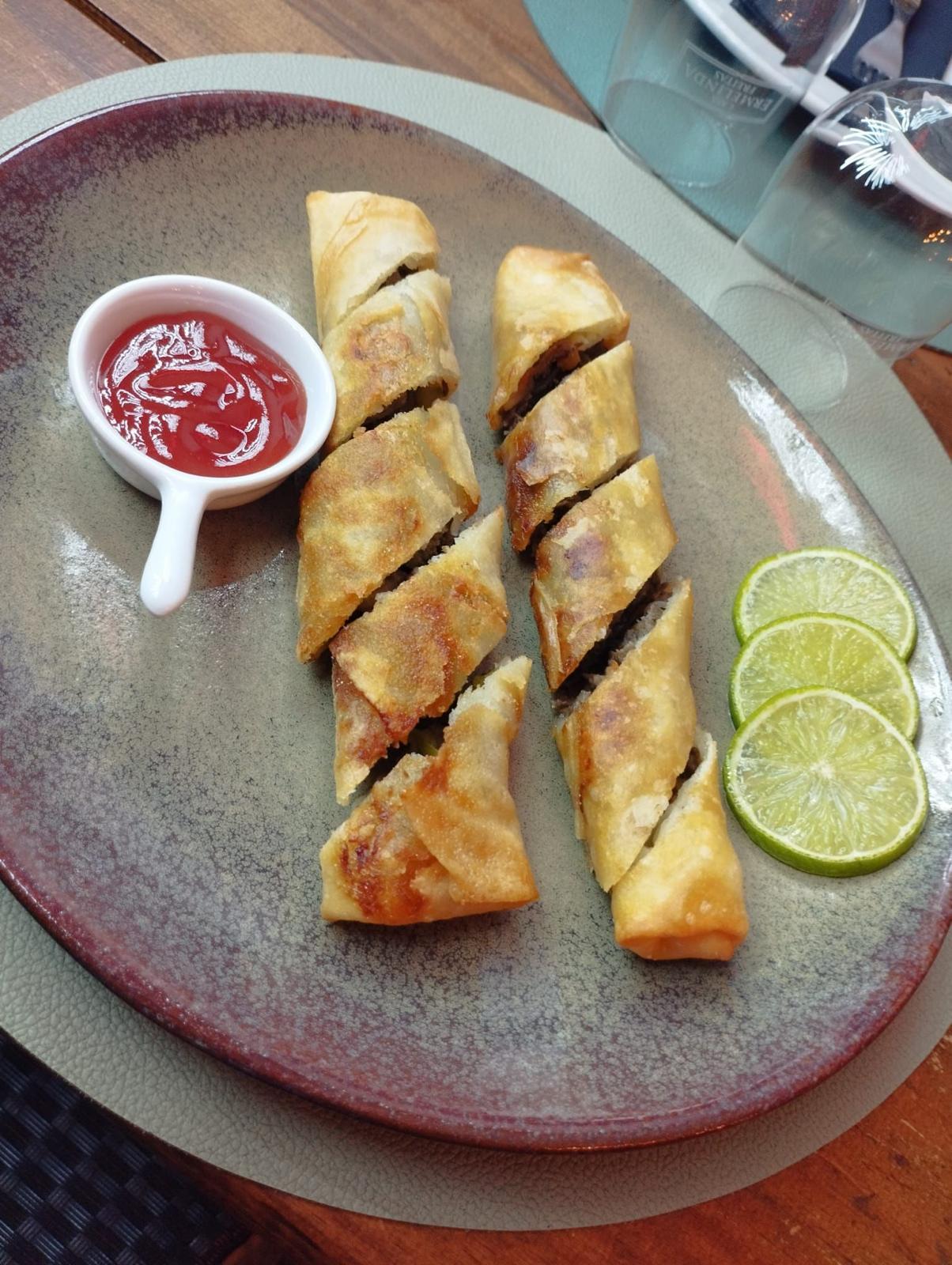 Traditional spring rolls with Portuguese twist