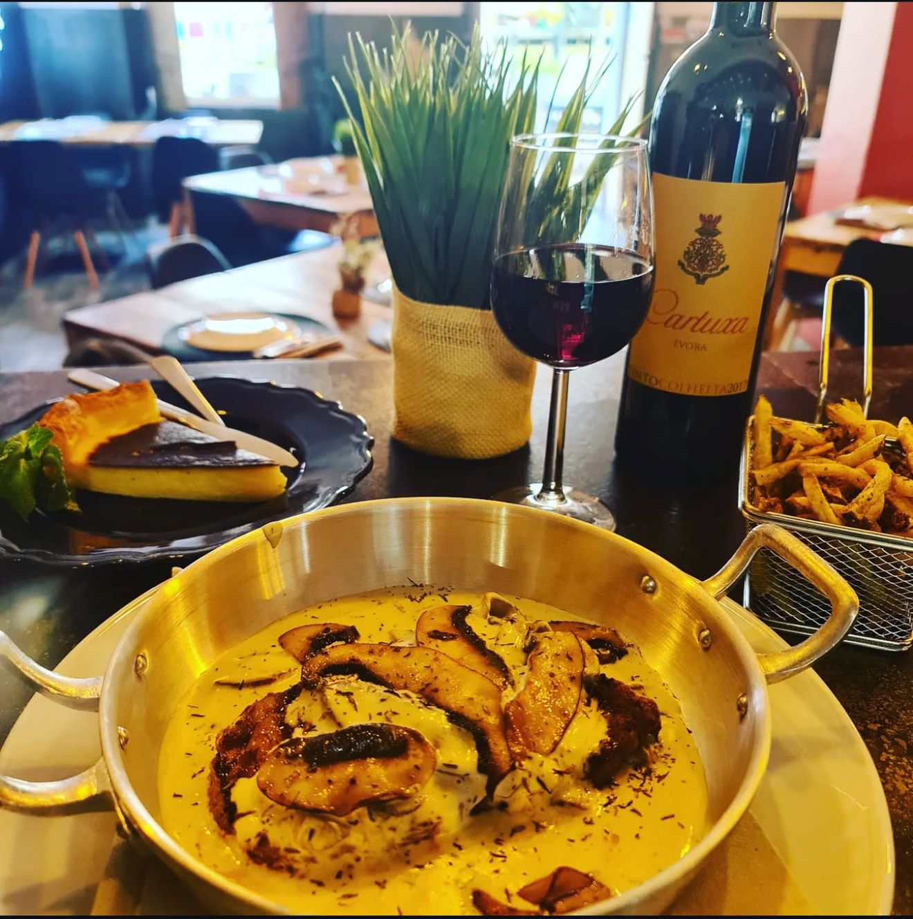 Golden picanha slices with premium wine